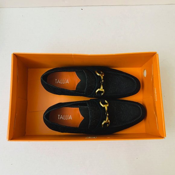 $150 Tallia Men Patrizio Bit Loafers Leather Black Embossed Embroidery Size 8.5M main image 11
